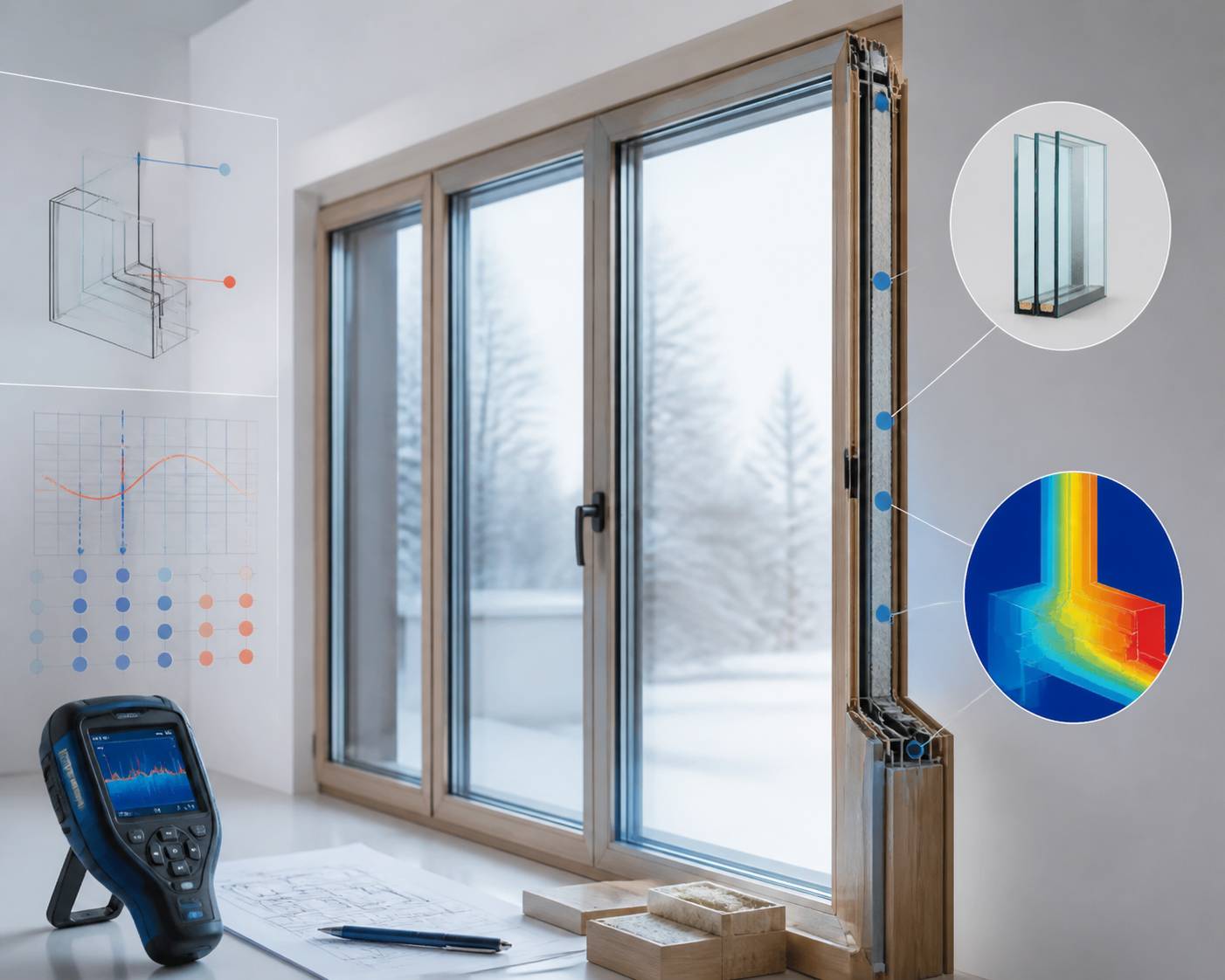 Fenêtre triple vitrage installée dans une pièce lumineuse en hiver