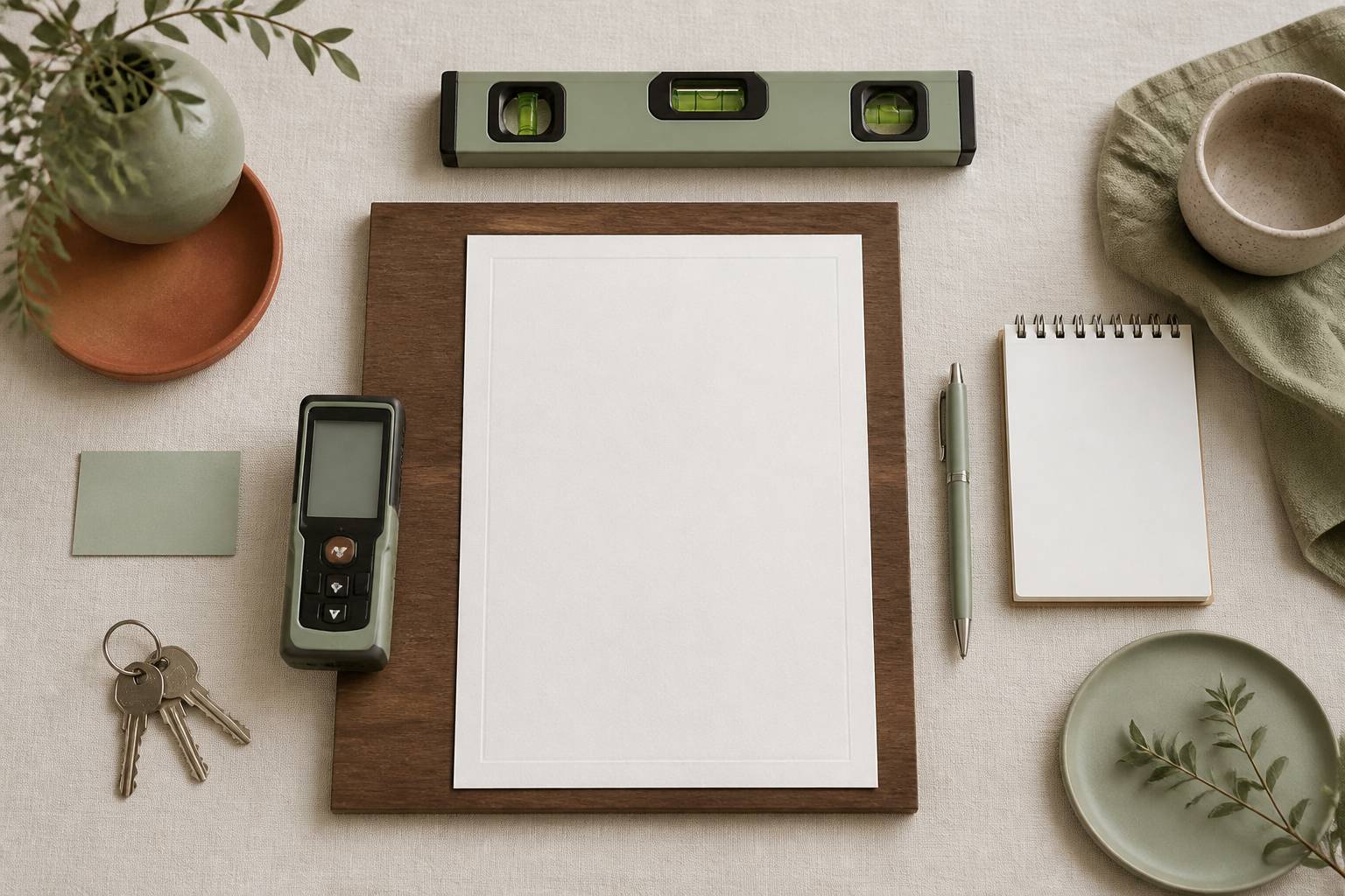 Vérification d'artisan avec documents de certification et outils de mesure