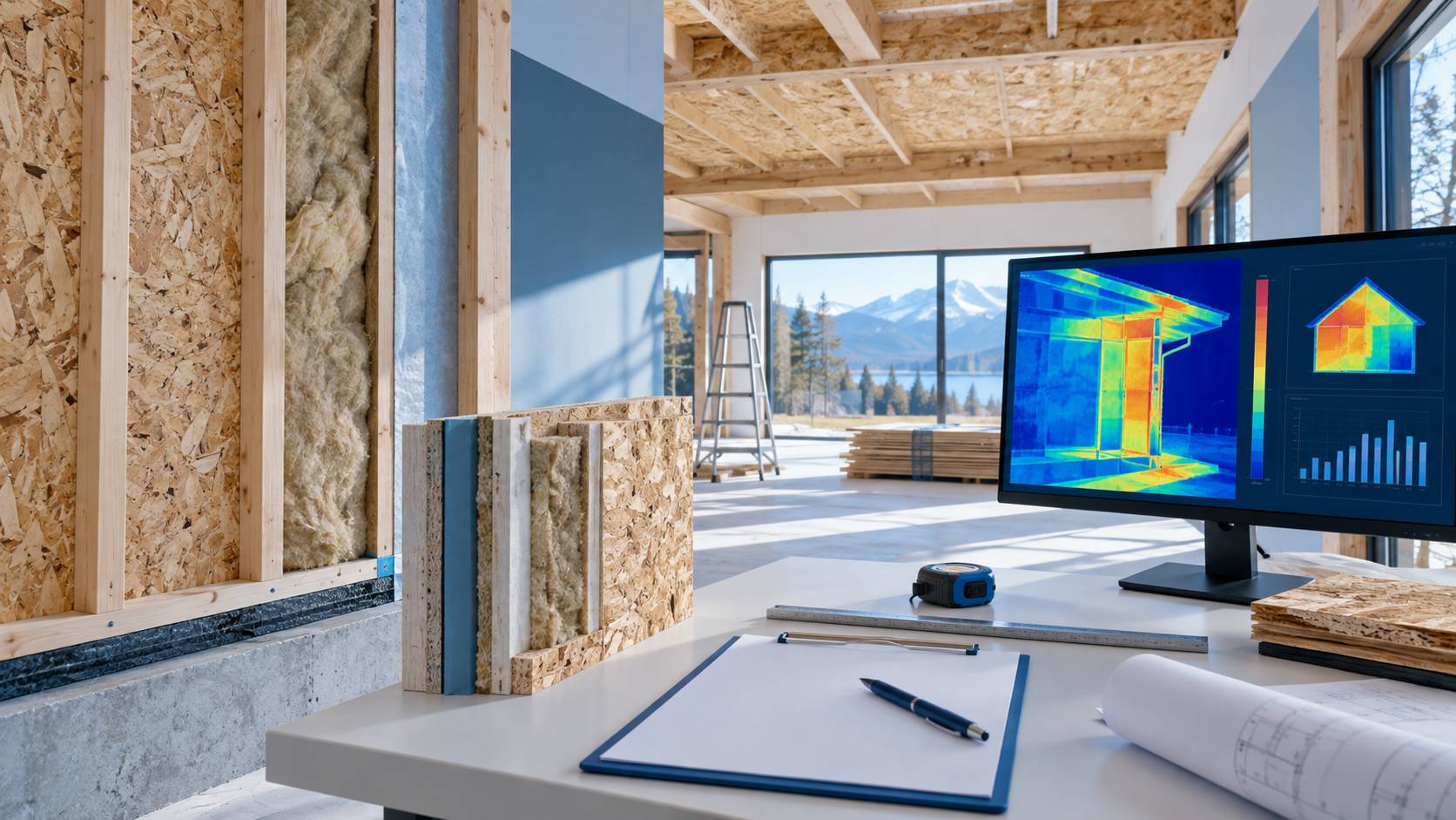Illustration éditoriale du sujet : Osb dans la construction d'habitat : avantages et applications en 2026